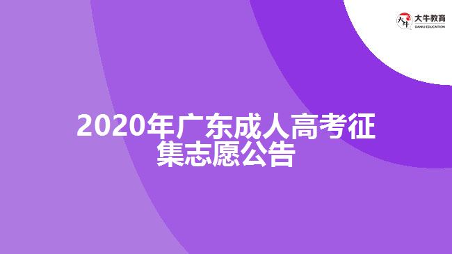 2020年广东成人高考征集志愿公告