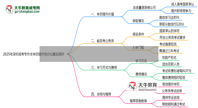 2025年深圳成考專(zhuān)升本學(xué)歷提升性?xún)r(jià)比真實(shí)測(cè)評(píng)思維導(dǎo)圖